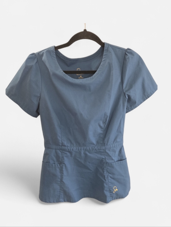 Jaanuu Tops - Jaanuu Slate Blue Short-Sleeve Scoop Neck Medical Scrub Top